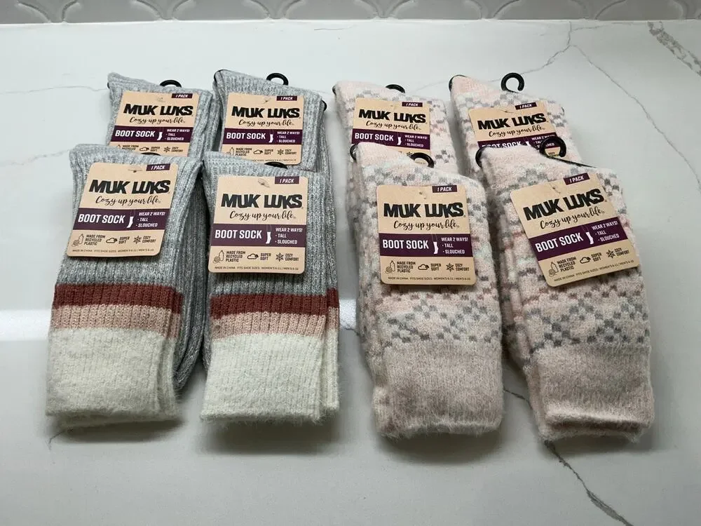 Muk Luks Women's Boot Socks Lot of 8 Pairs Cozy Super Soft Slouch Tall Socks NWT